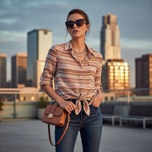 *30off3* NWOT. Edge sheer blouse.